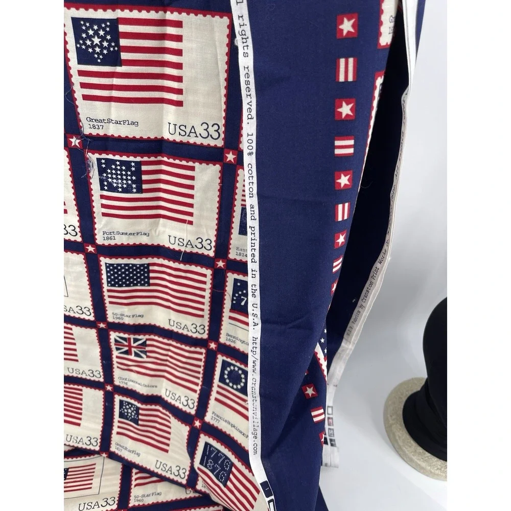 Vintage 2000 Cranston V.I.P. Fabric 100% Cotton Historical USA Flags 113x45